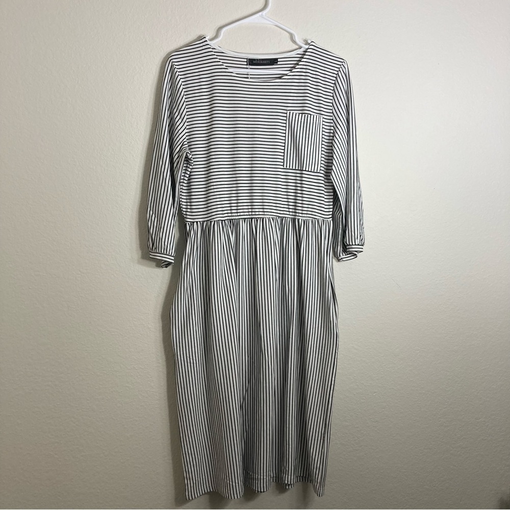 NWT Merokeety Striped Prairie Dress - Black/White - Large